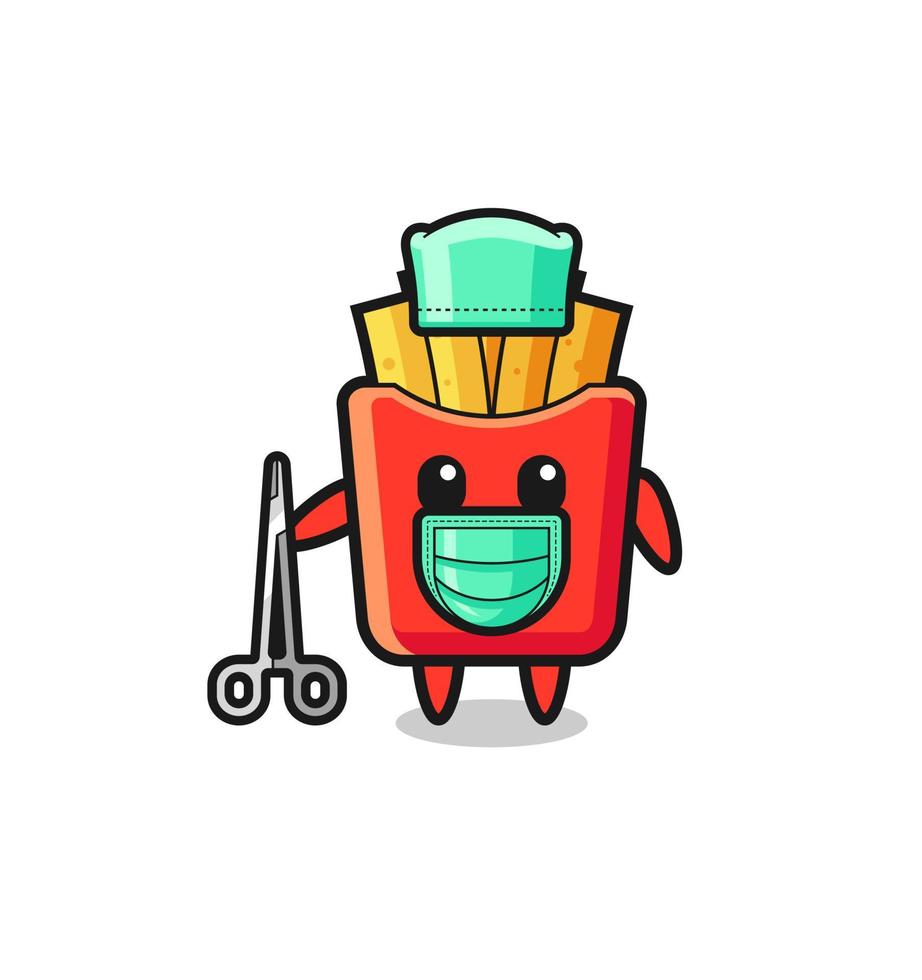 surgeon french fries mascot character vector