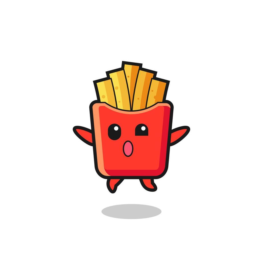 french fries character is jumping gesture vector