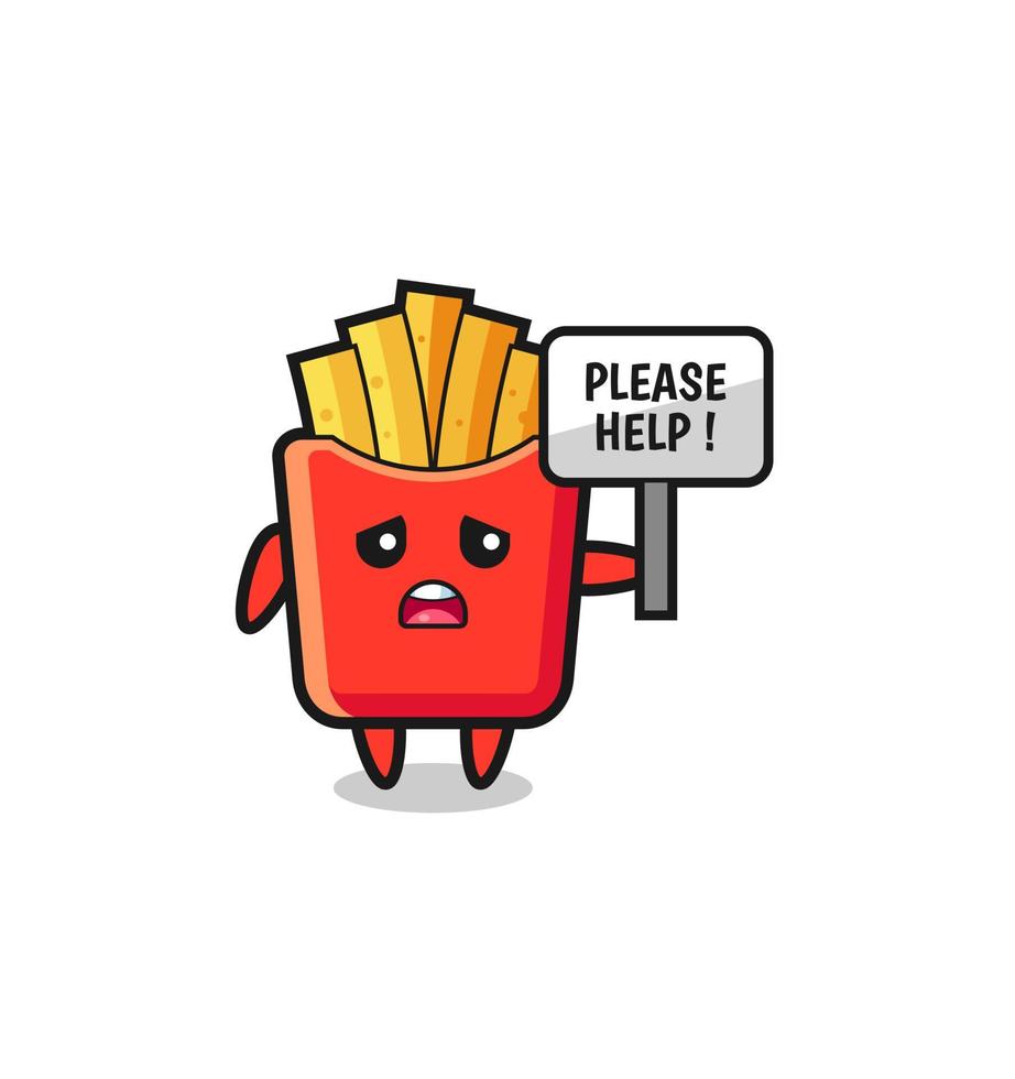 cute french fries hold the please help banner vector