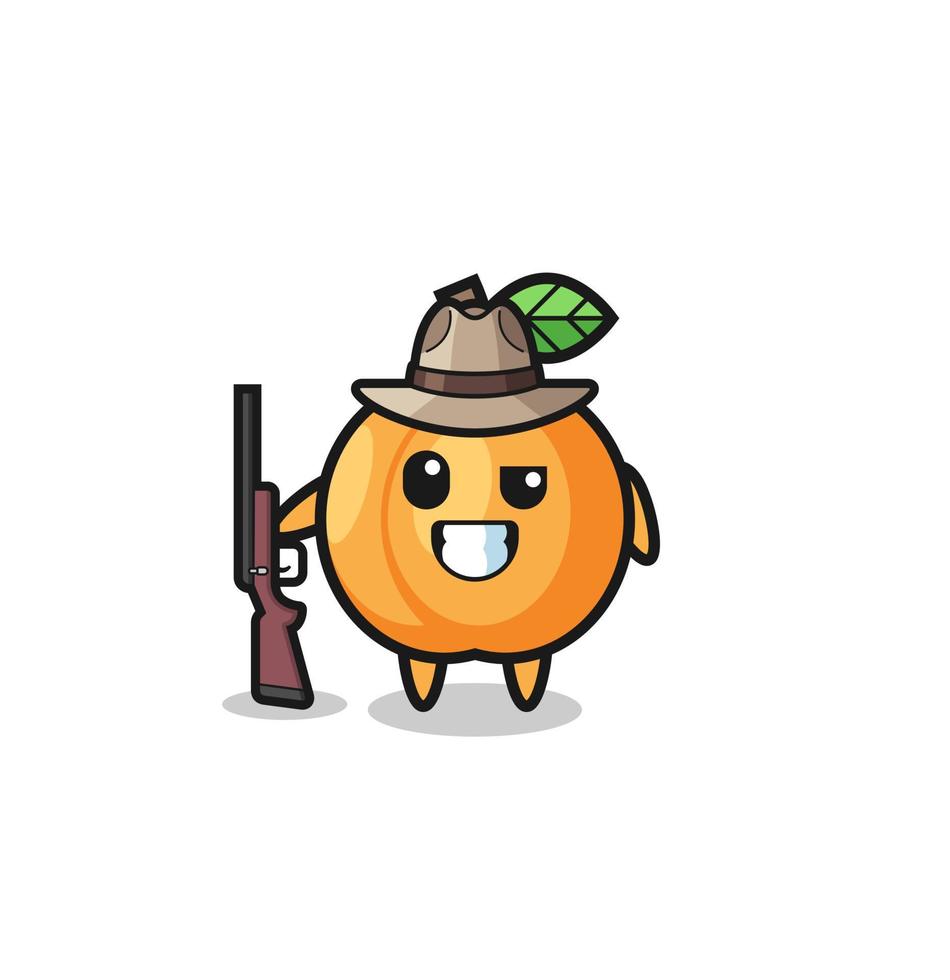 apricot hunter mascot holding a gun vector