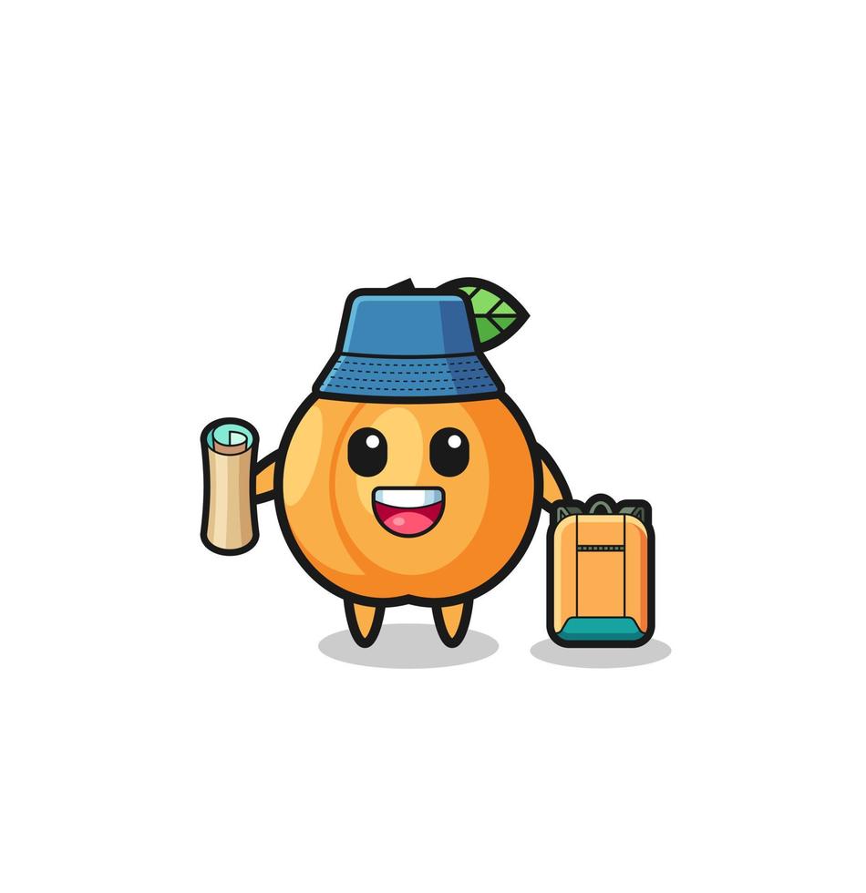 apricot mascot character as hiker vector