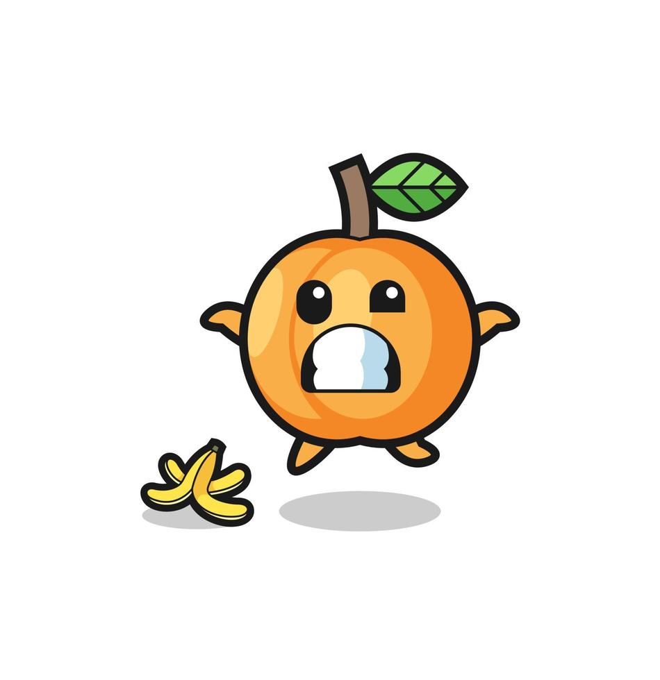 apricot cartoon is slip on a banana peel vector