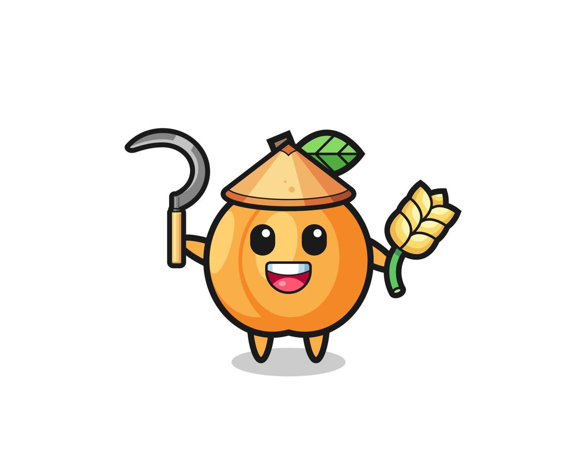 apricot Asian farmer holding paddy vector