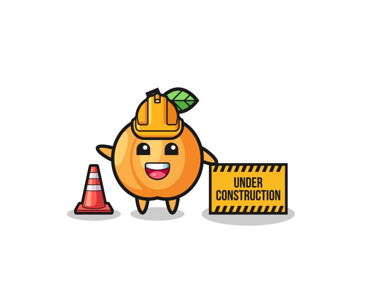 illustration of apricot with under construction banner vector