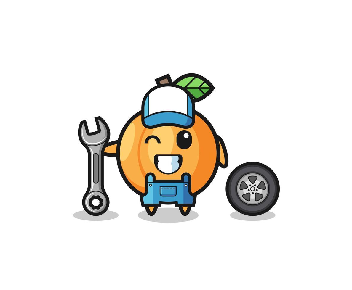 the apricot character as a mechanic mascot vector