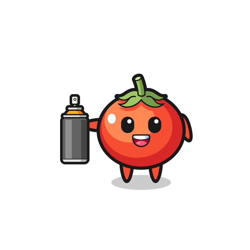 los lindos tomates como un bombardero de graffiti vector