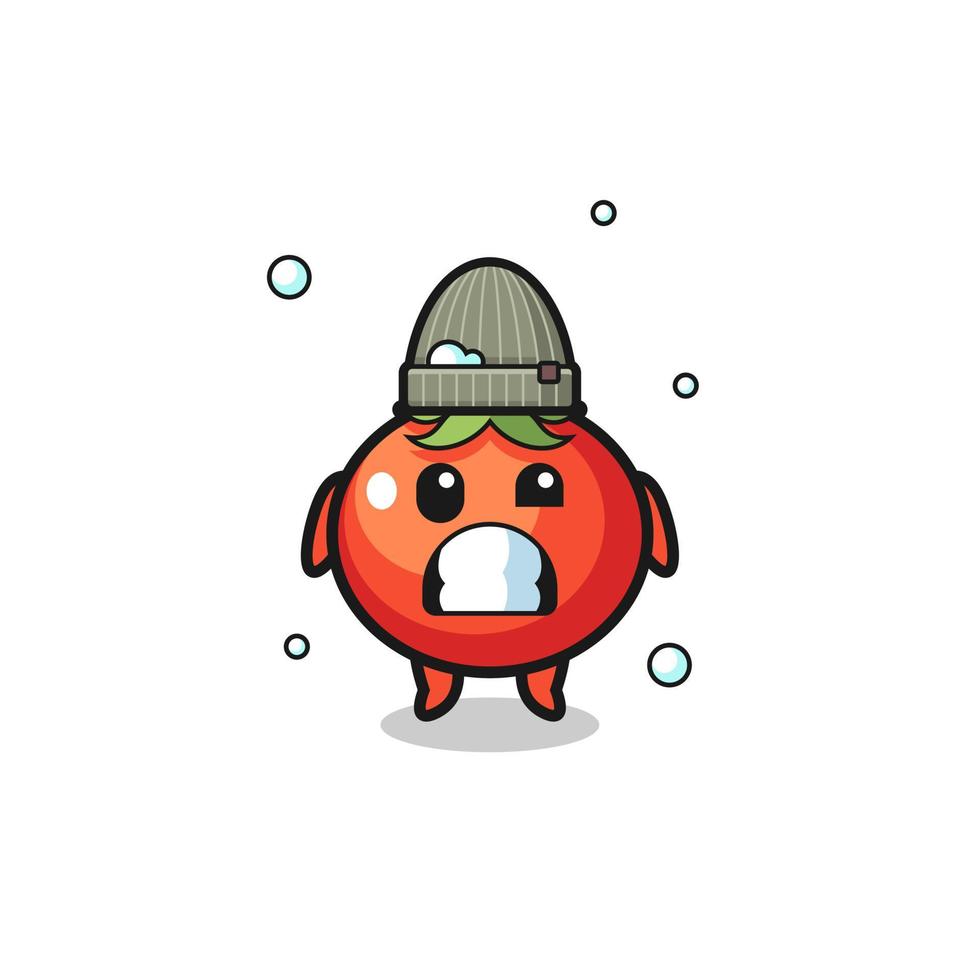 tomates de dibujos animados lindo con expresión temblorosa vector