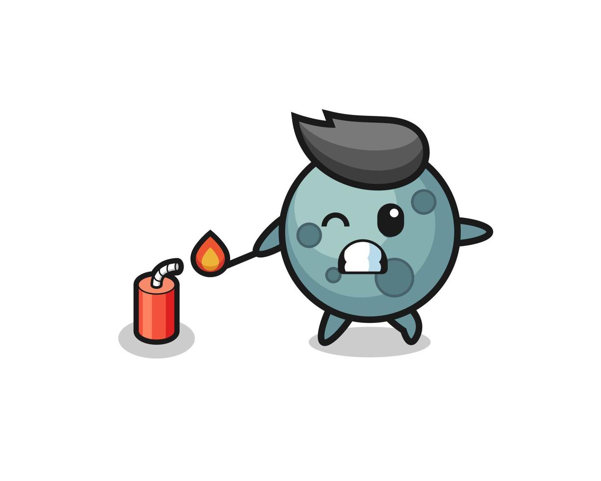 asteroid mascot illustration playing firecracker vector