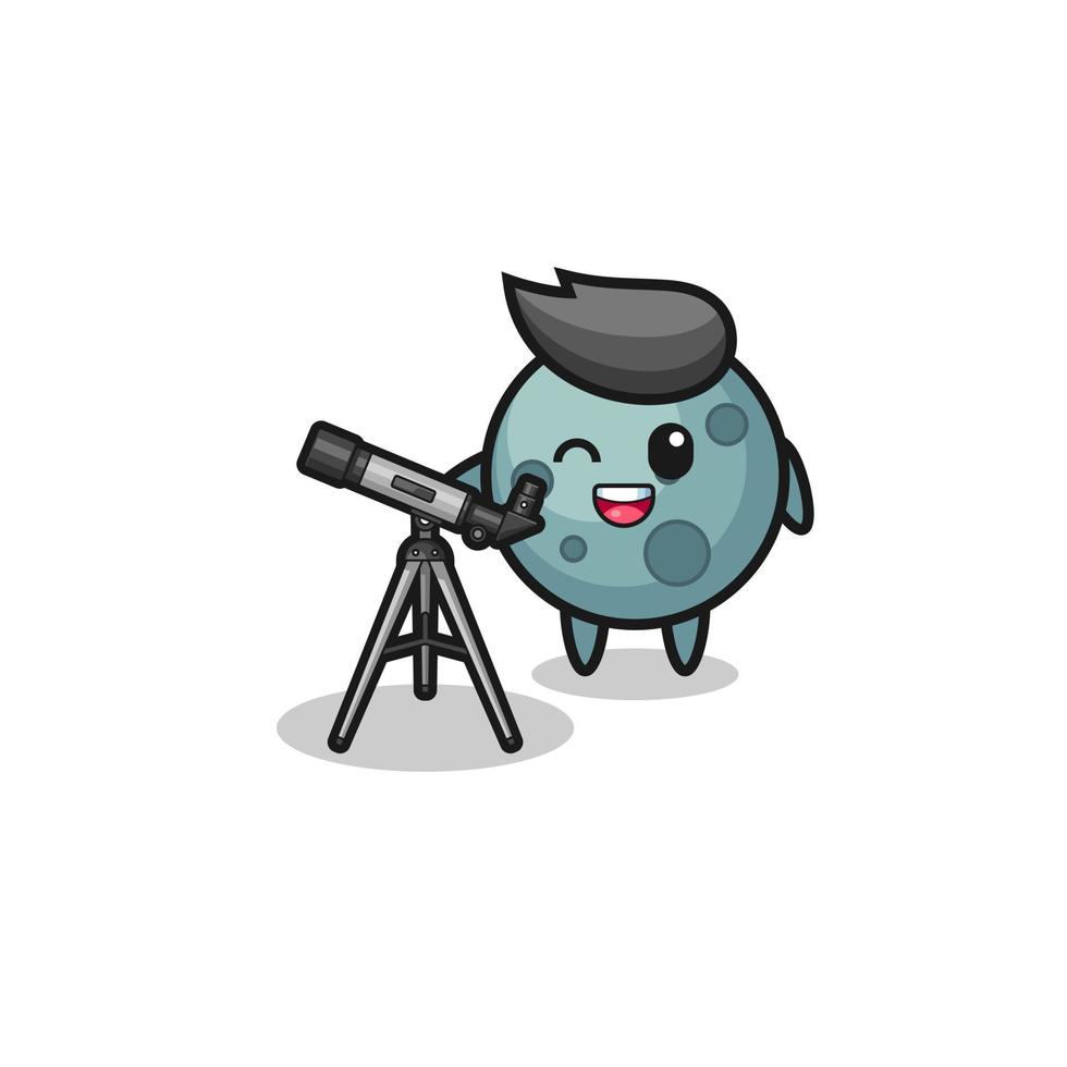 asteroid astronomer mascot with a modern telescope vector