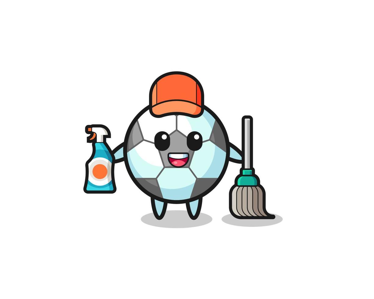 cute football character as cleaning services mascot vector