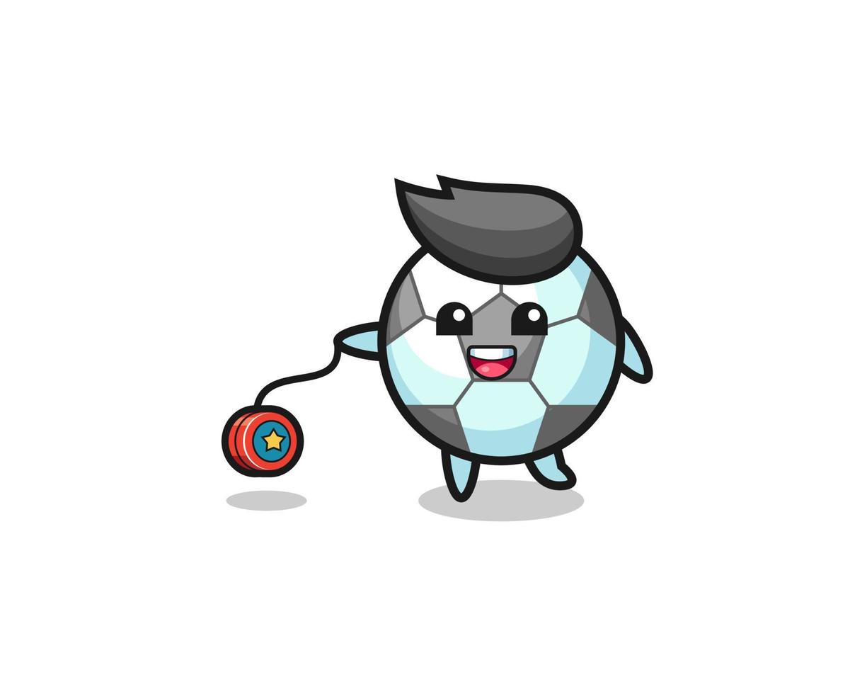 cartoon of cute football playing a yoyo vector