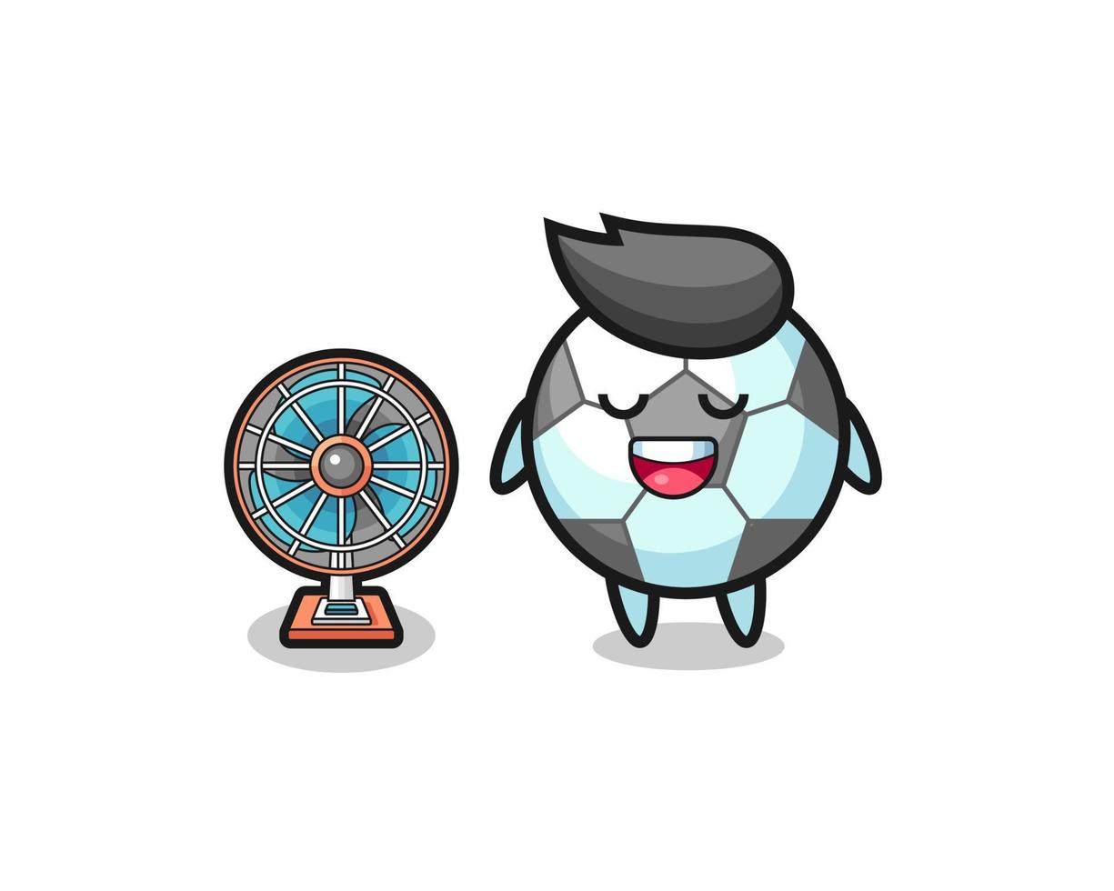 cute football is standing in front of the fan vector