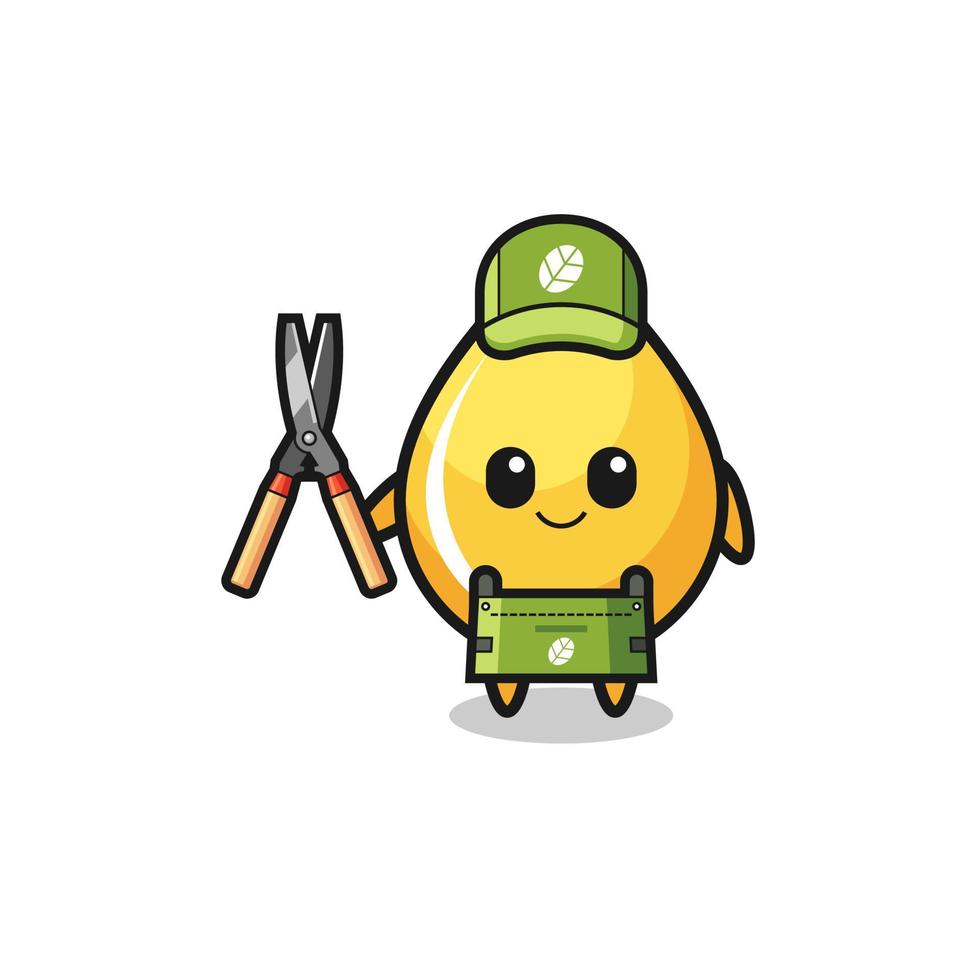 cute honey drop as gardener mascot vector