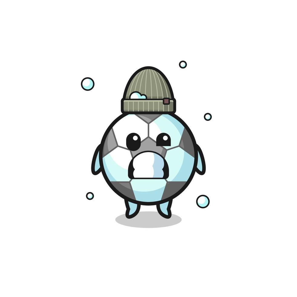 cute cartoon football with shivering expression vector