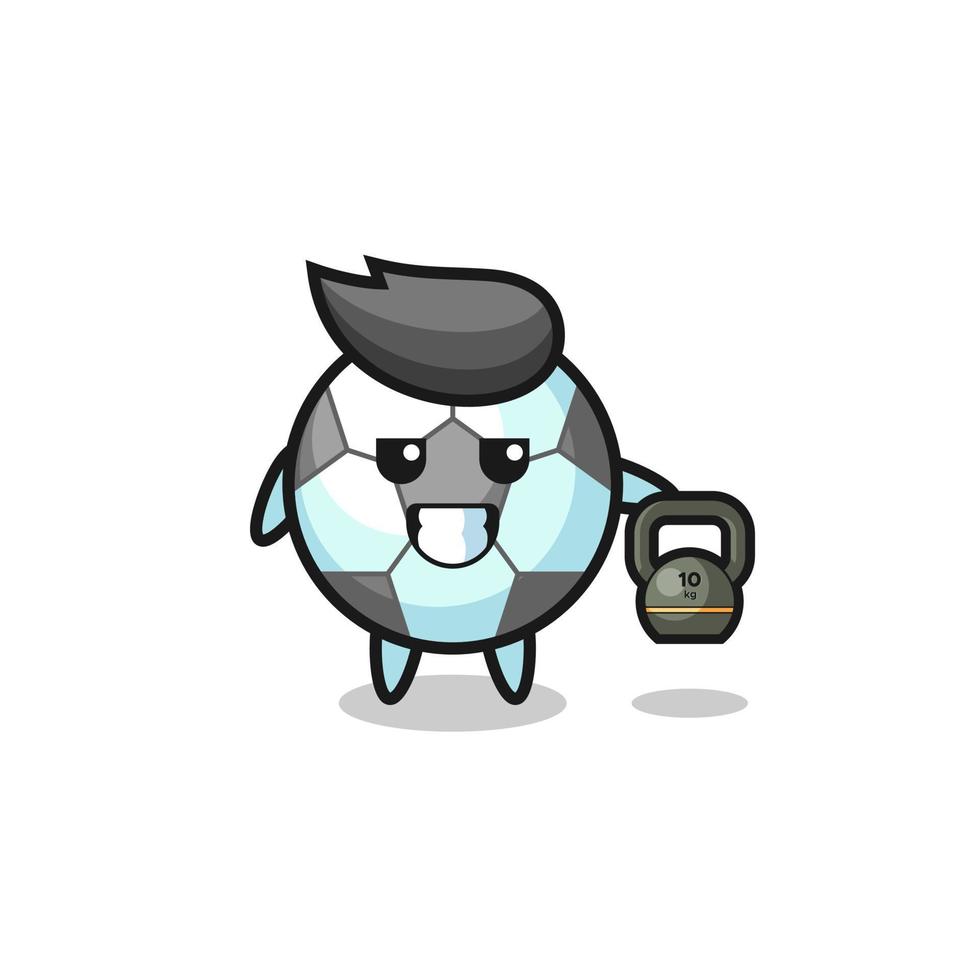 football mascot lifting kettlebell in the gym vector