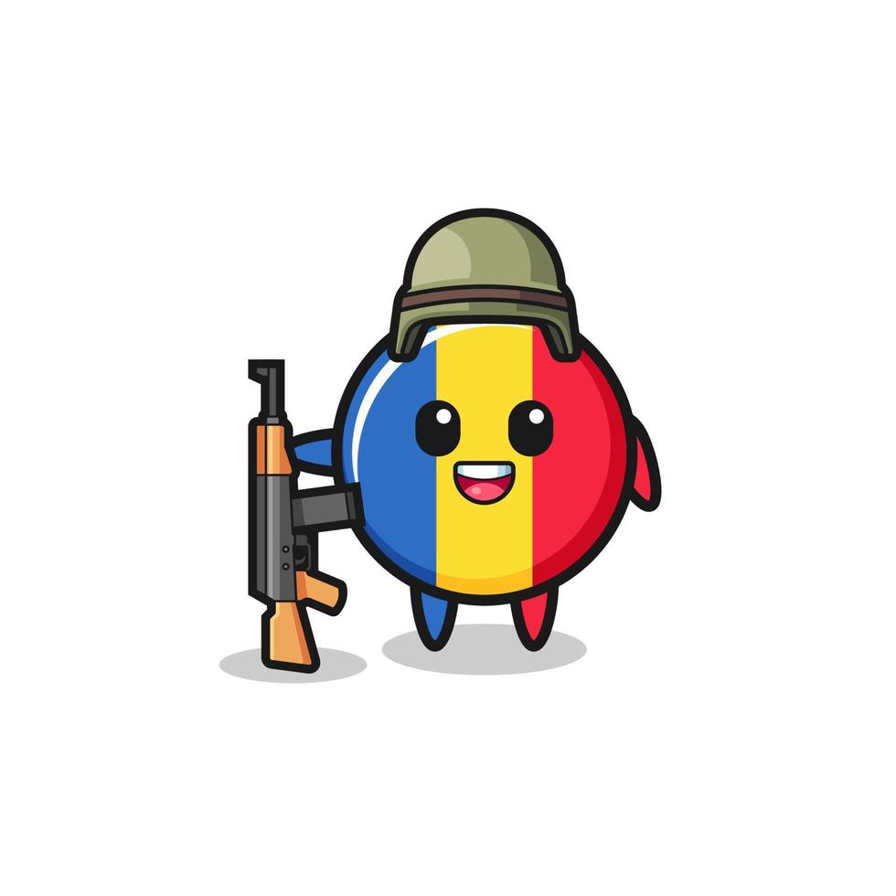 Linda mascota de la bandera de Rumania como soldado vector