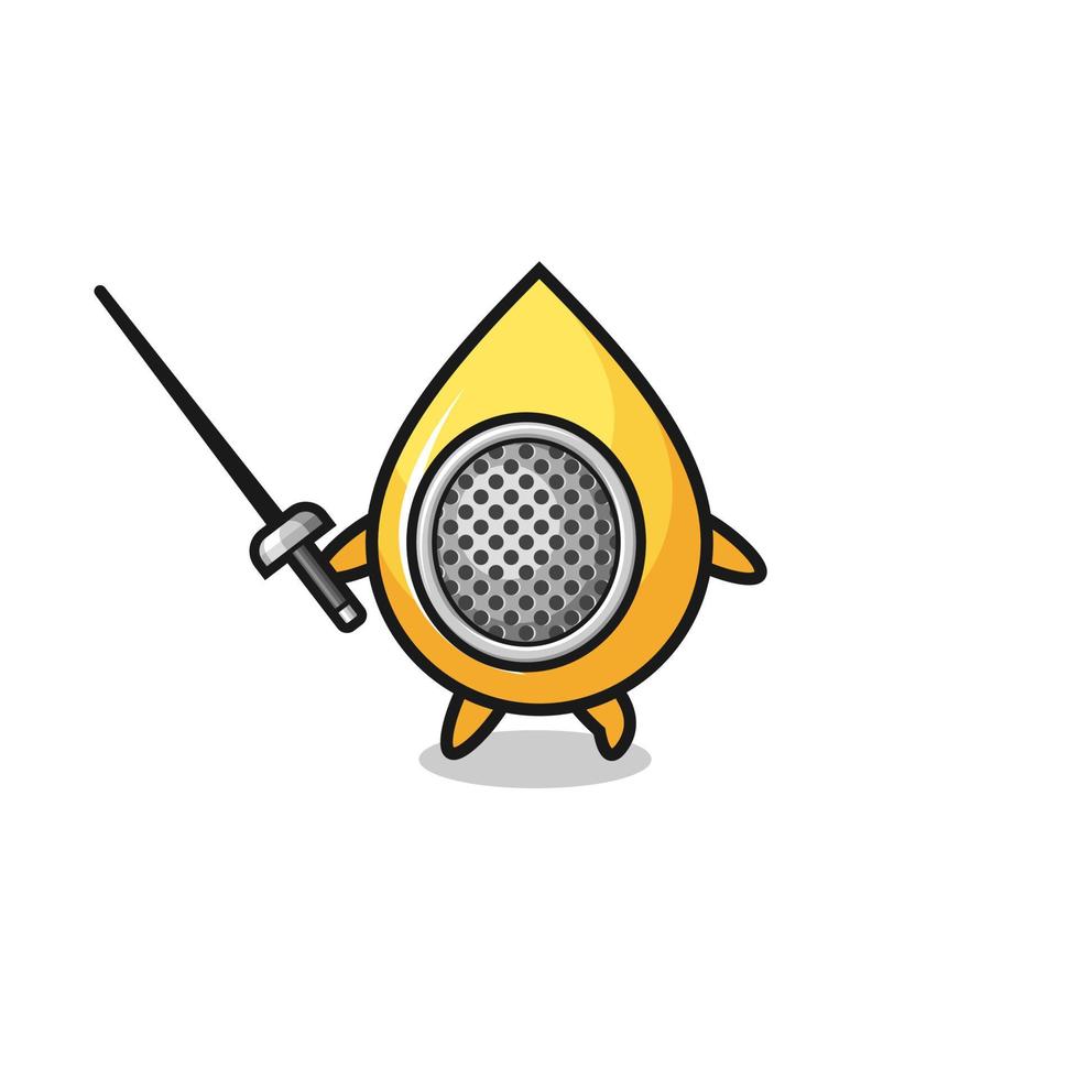 honey drop earth cartoon as fencer mascot vector