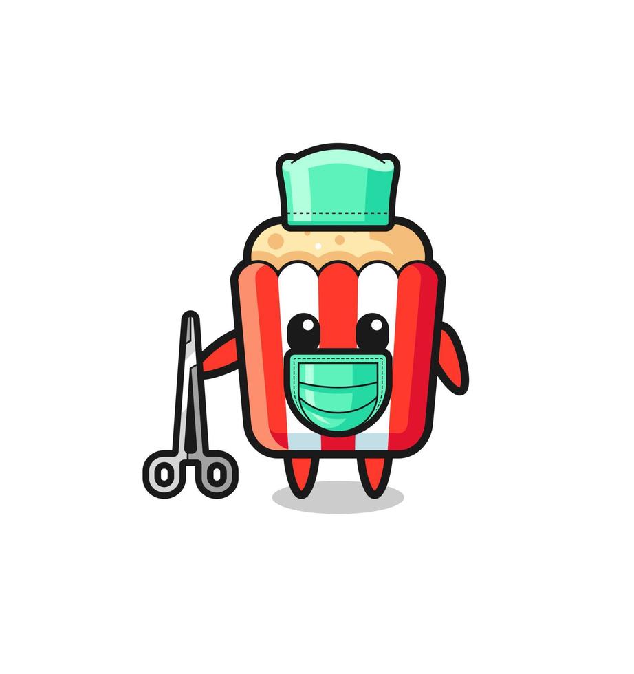 surgeon popcorn mascot character vector