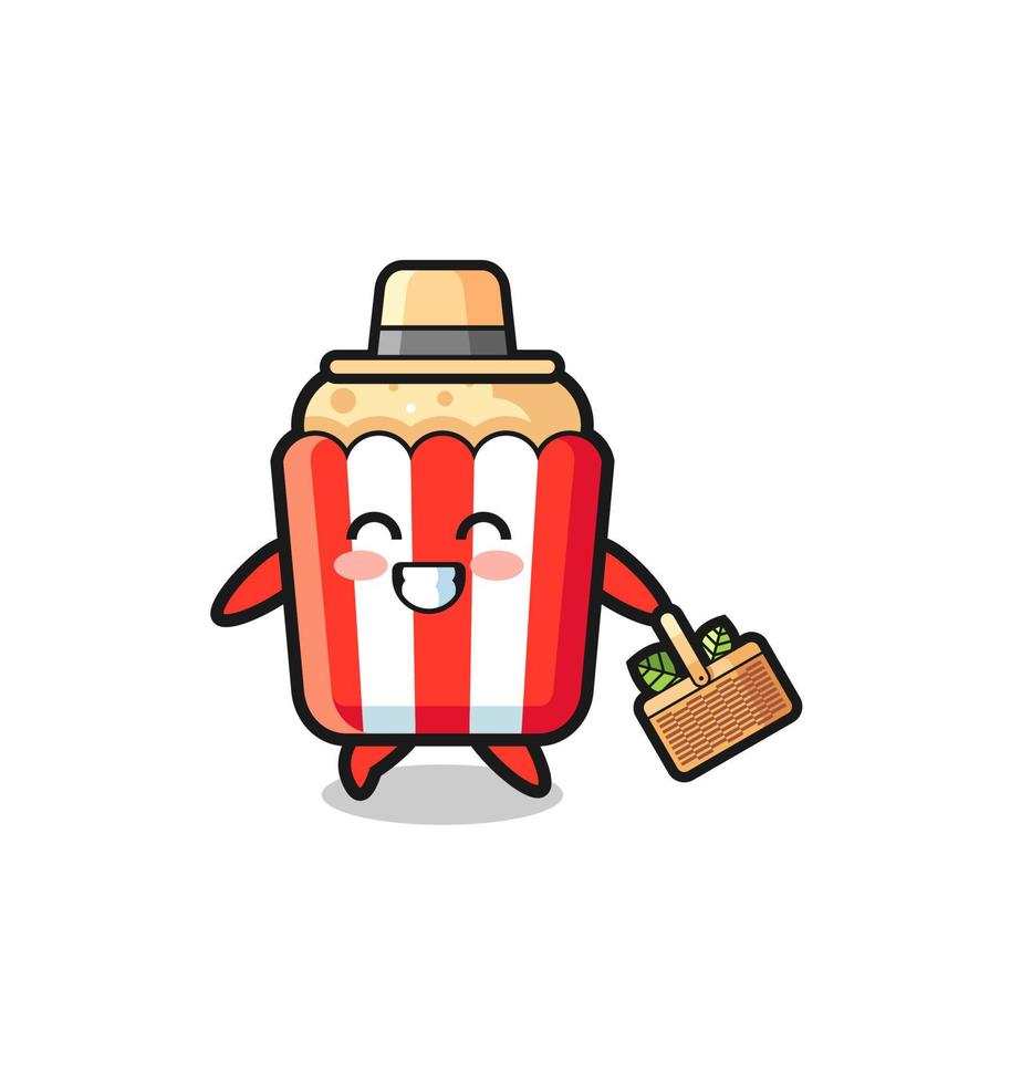 popcorn herbalist character searching a herbal vector