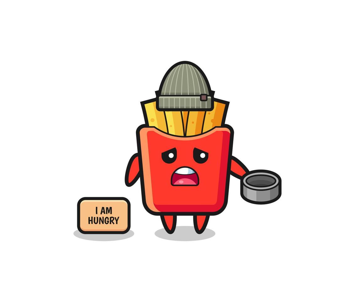 cute french fries beggar cartoon character vector