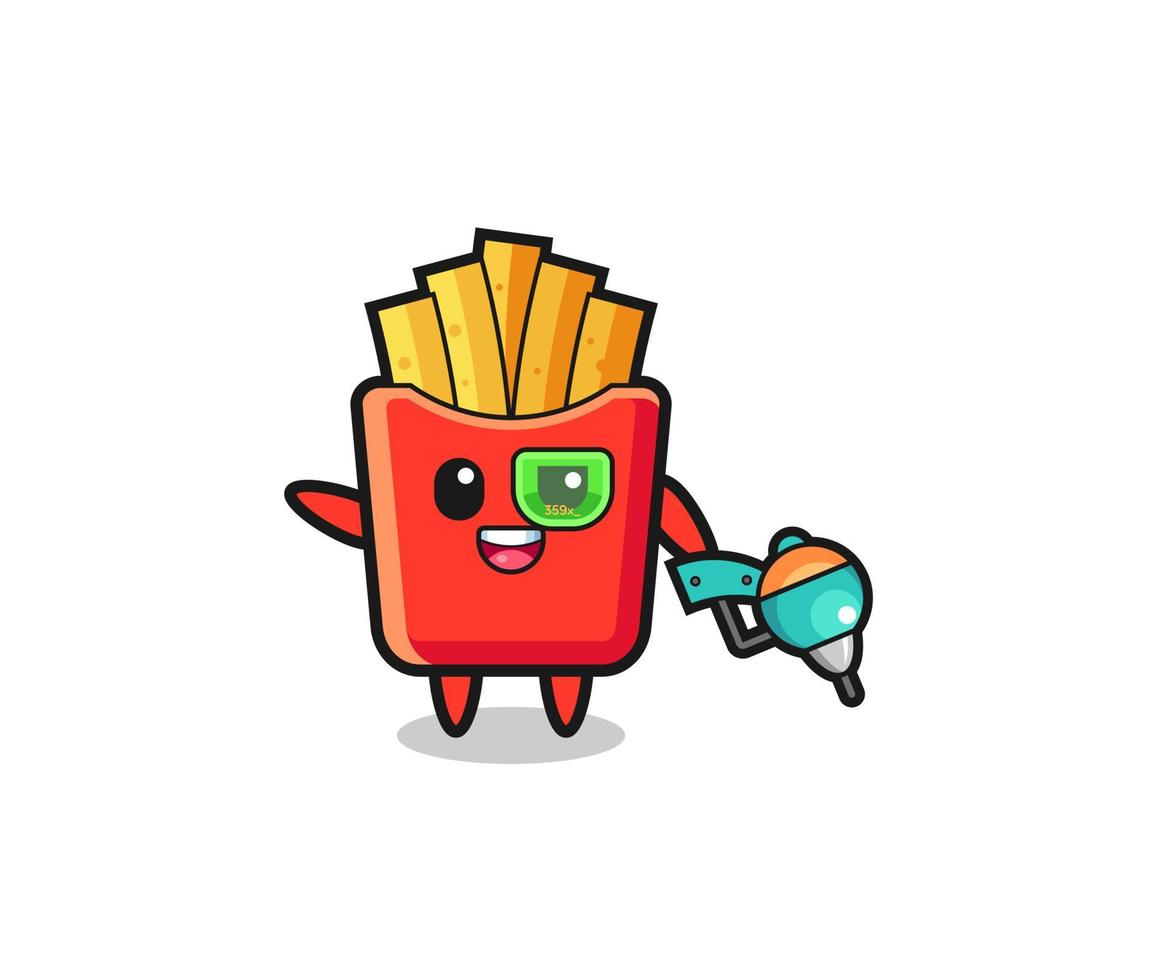 dibujos animados de papas fritas como futura mascota guerrera vector