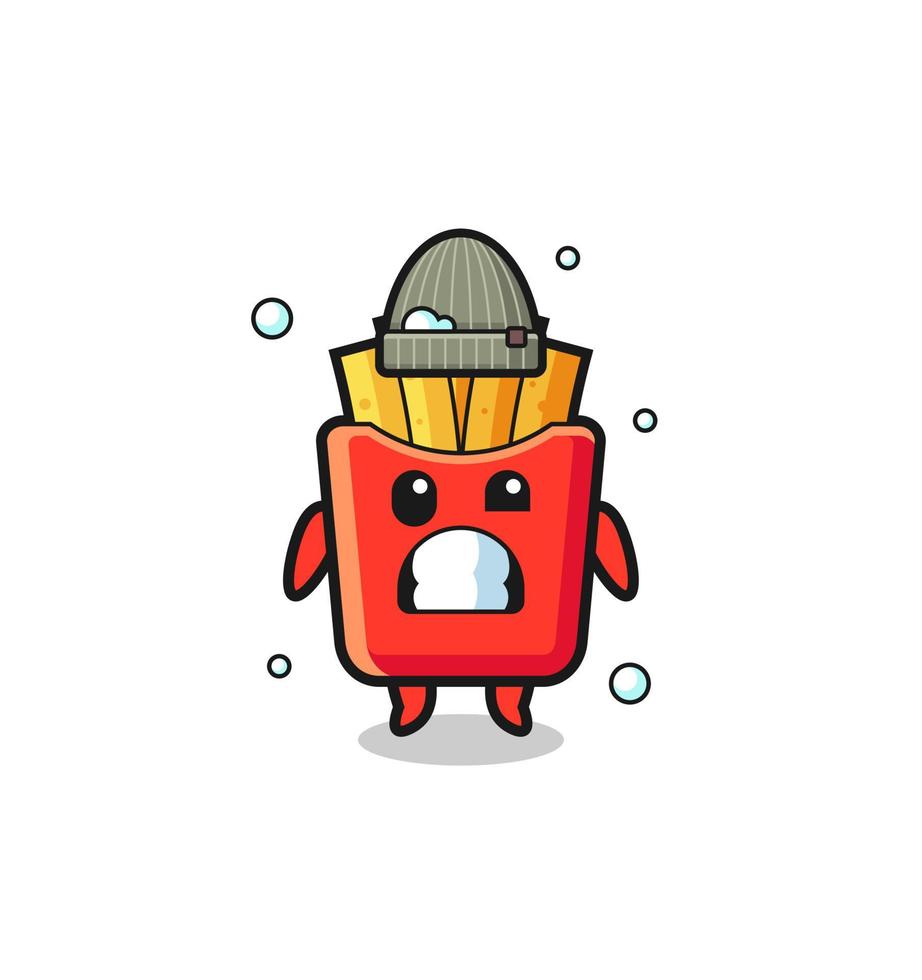 cute cartoon french fries with shivering expression vector