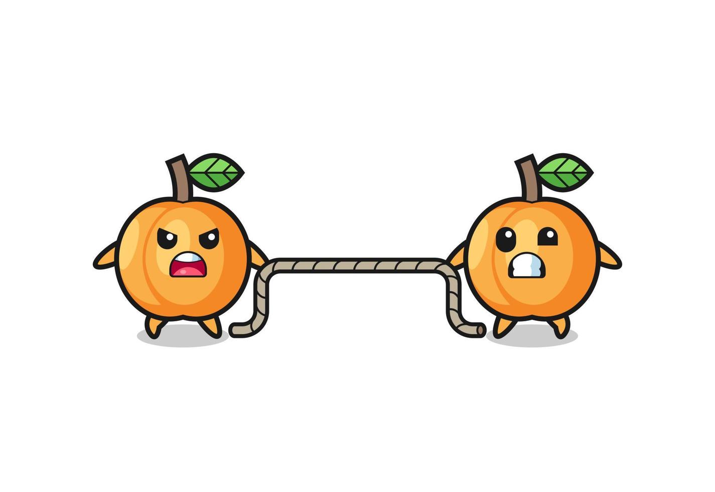 cute apricot character is playing tug of war game vector