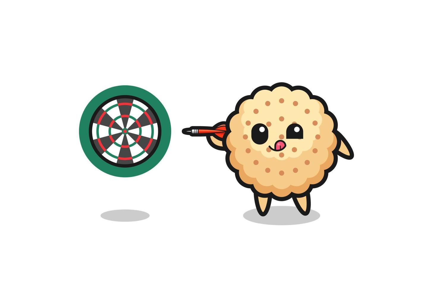 cute round biscuits is playing dart vector