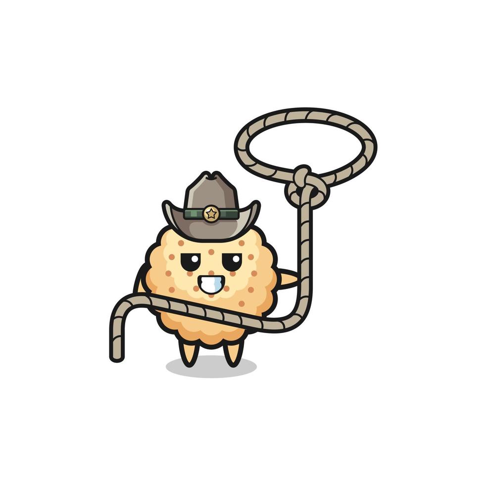 the round biscuits cowboy with lasso rope vector