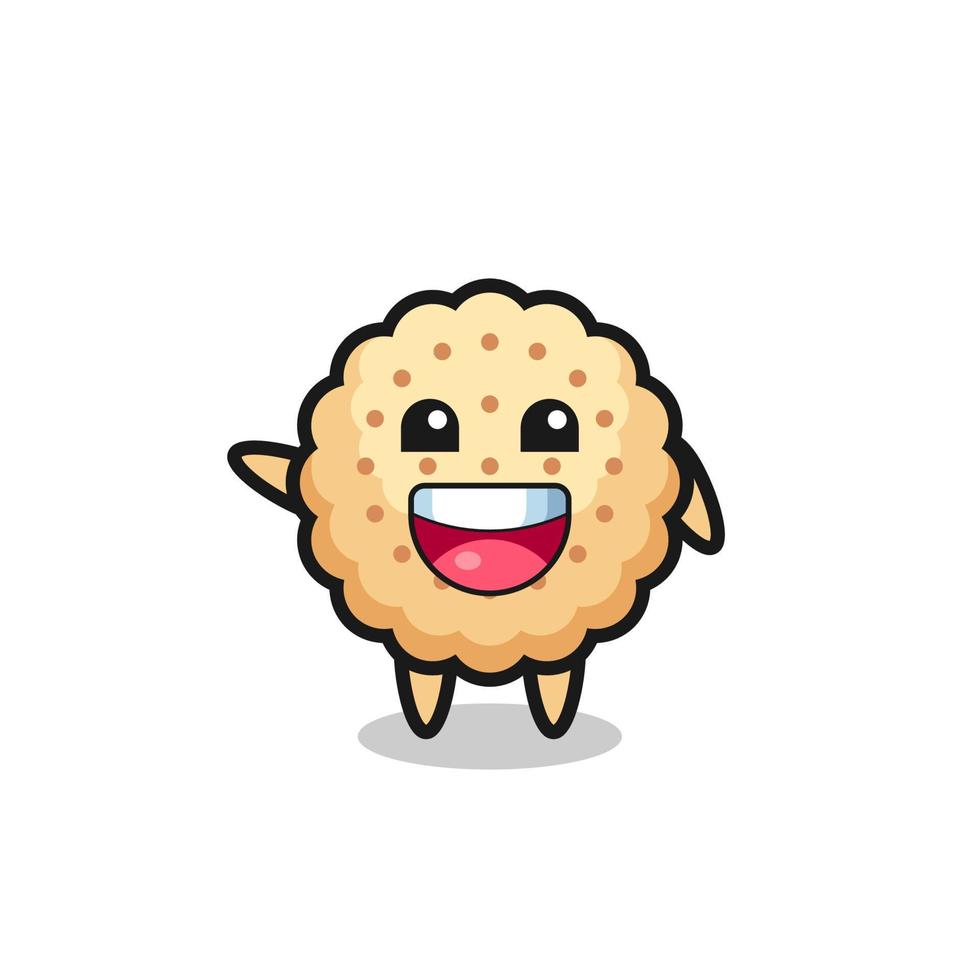 Feliz personaje de mascota lindo galletas redondas vector