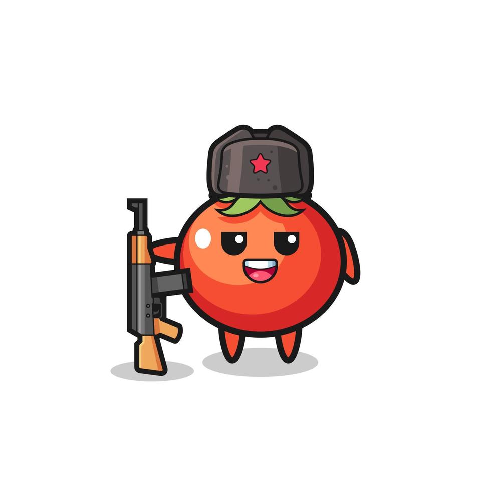 cute tomatoes cartoon as Russian army vector