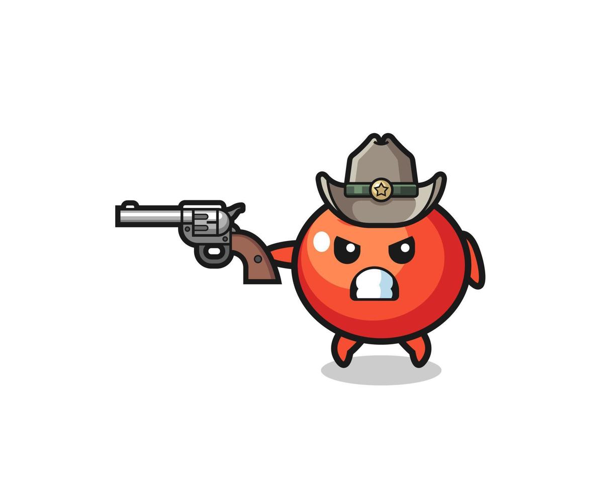 el vaquero de tomates disparando con una pistola vector