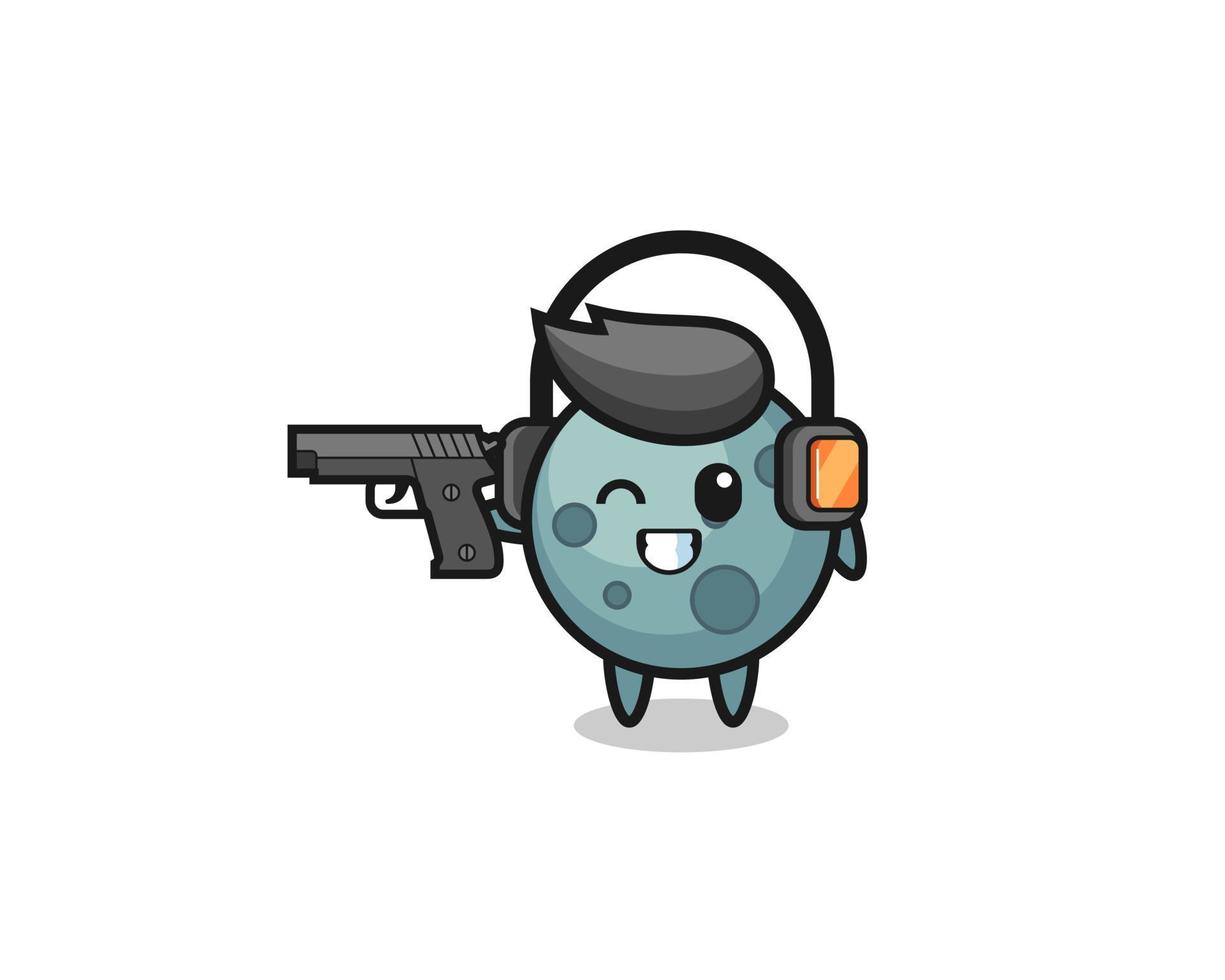 illustration of asteroid cartoon doing shooting range vector