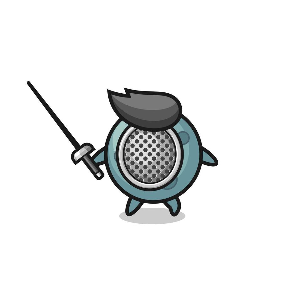 asteroid earth cartoon as fencer mascot vector