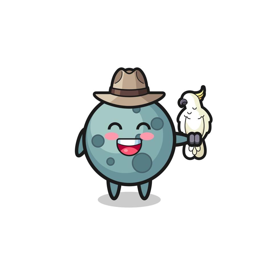 asteroid zookeeper mascot with a parrot vector