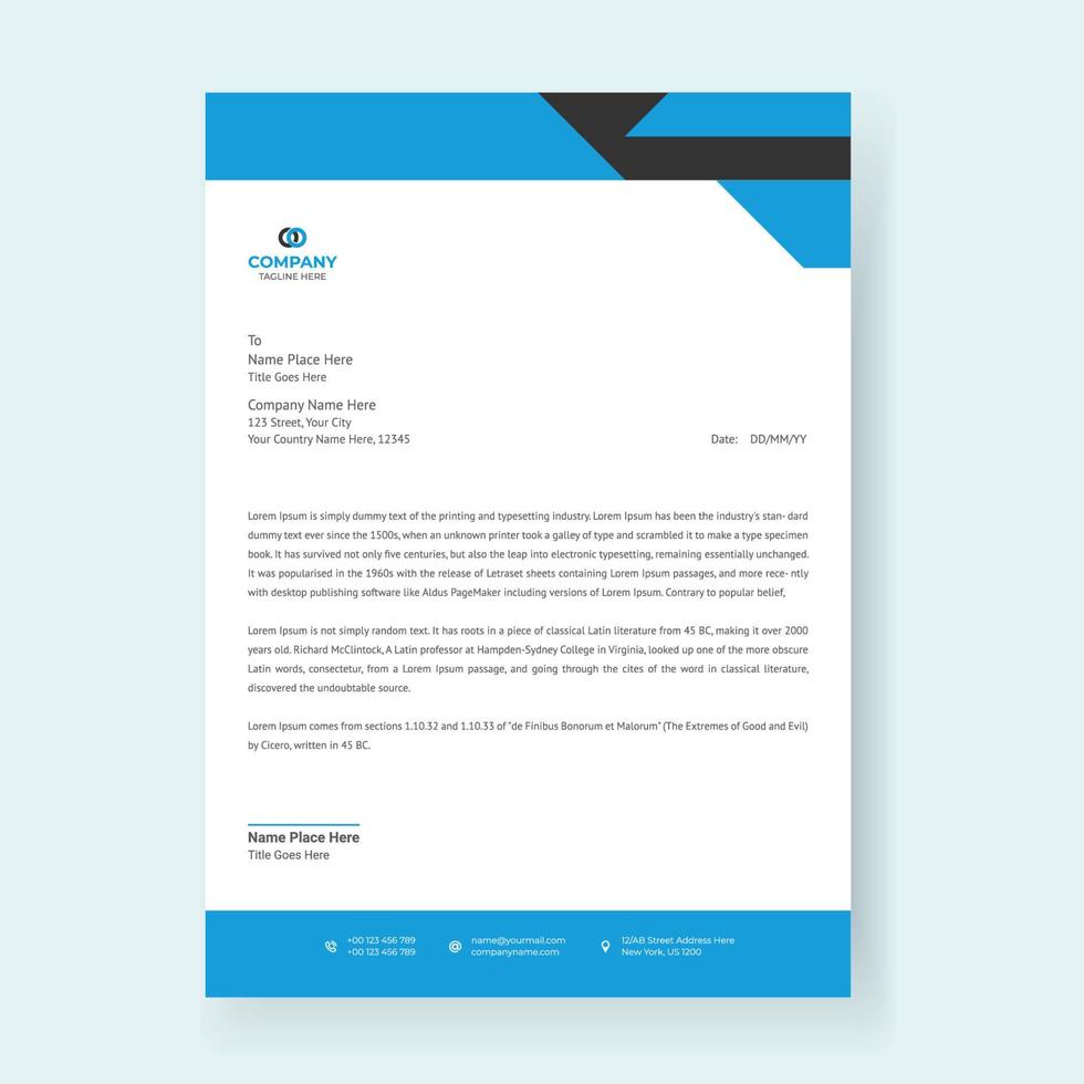Letterhead Template Design For Professional Business Project. Corporate Modern Creative Editable Letterhead Template Design vector