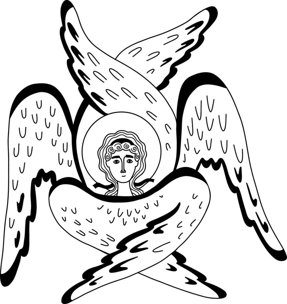 cherub. six winged Angel. Vector illustration. Religious symbol 4348787