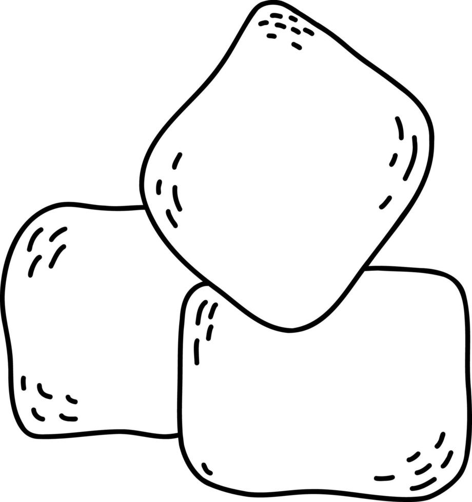 refined sugar. Vector illustration. Linear hand drawing