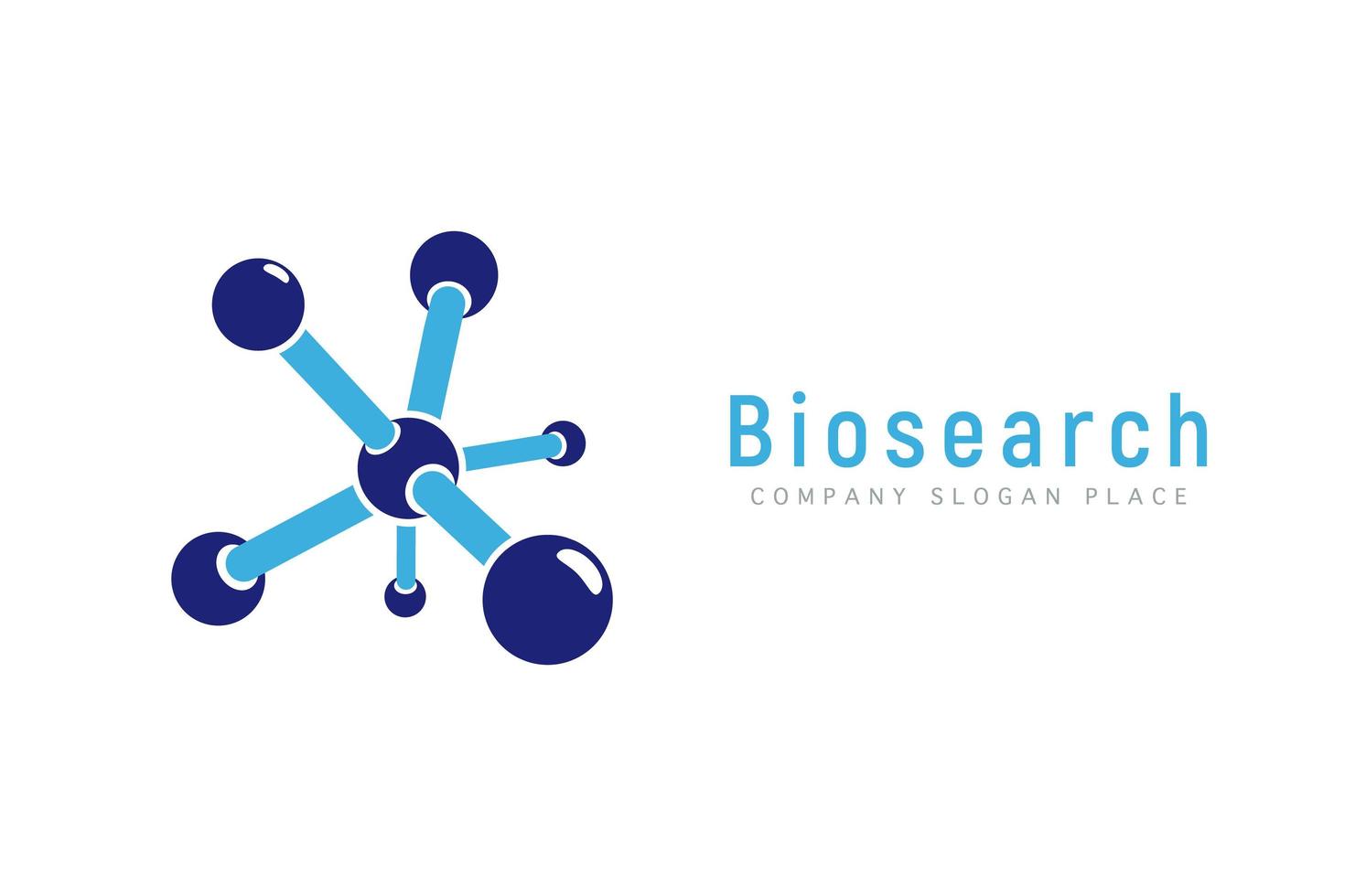 vector logo de innovación. logotipo de investigación química o biológica. Molécula estilizada aislada sobre fondo blanco.