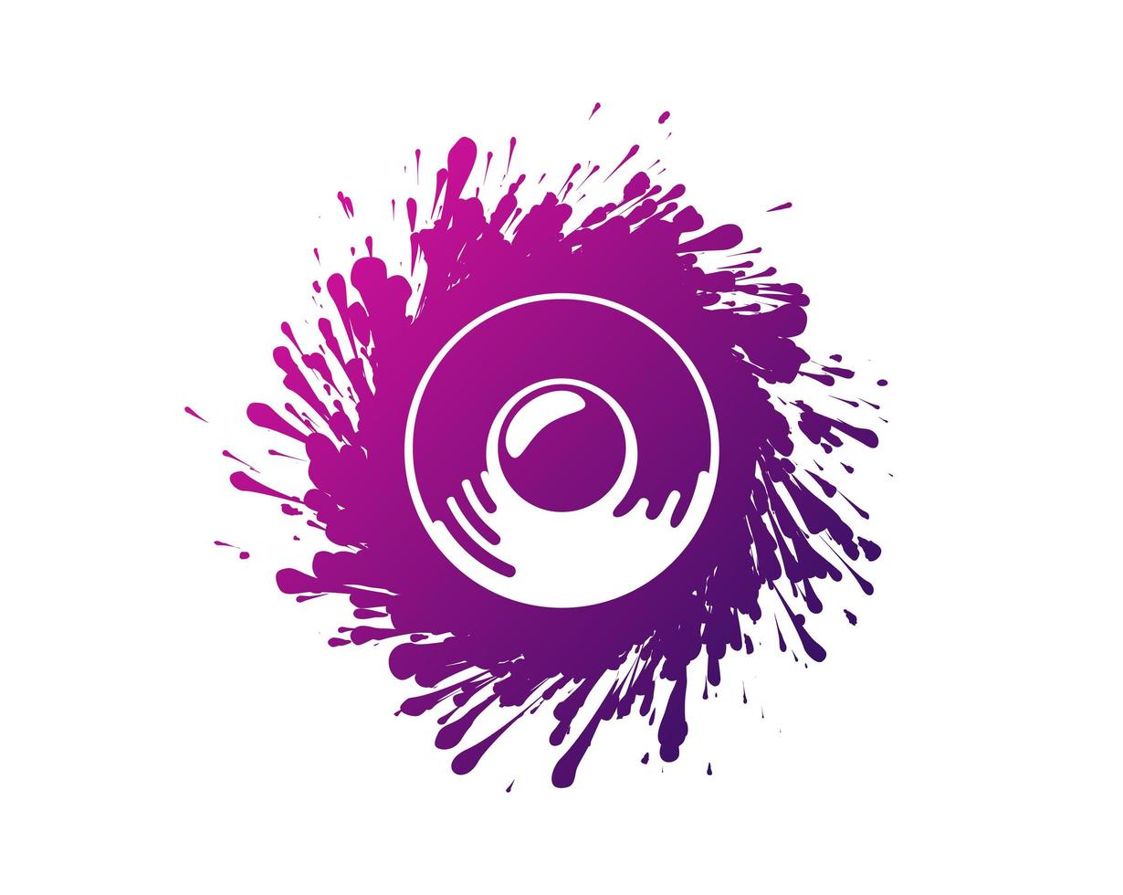 Sound speaker and color ink splash blob isolated vector icon. Music logo template