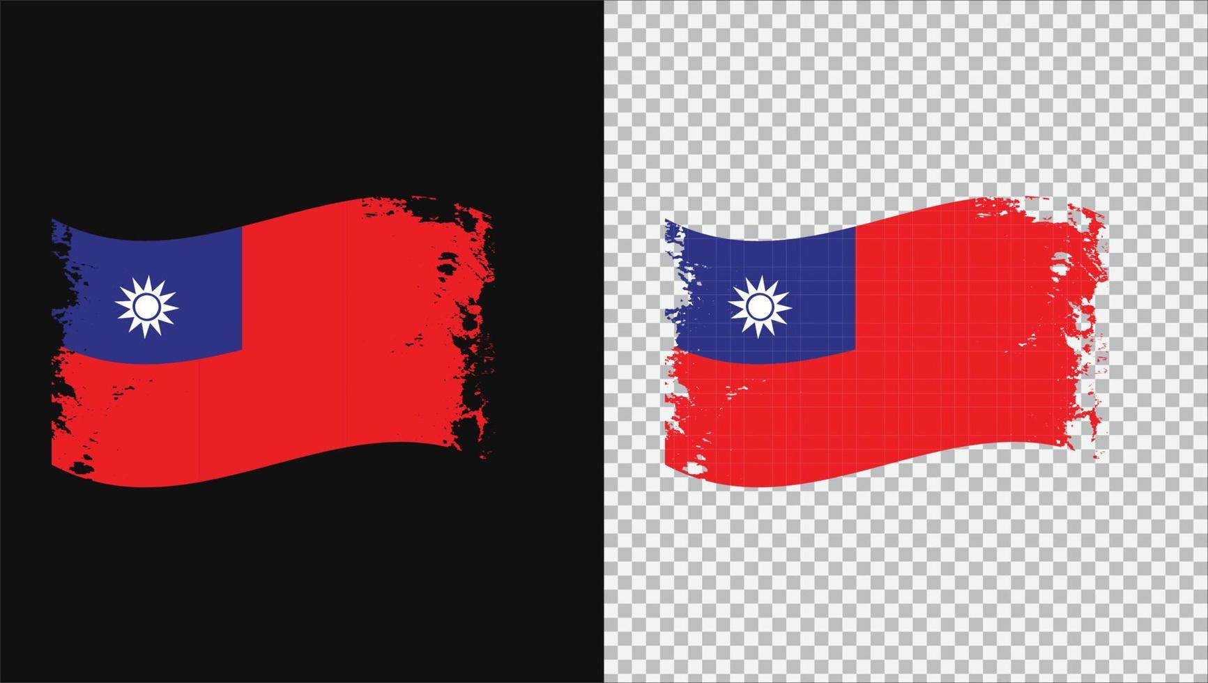 pincel de grunge de bandera ondulada transparente de país de taiwán vector