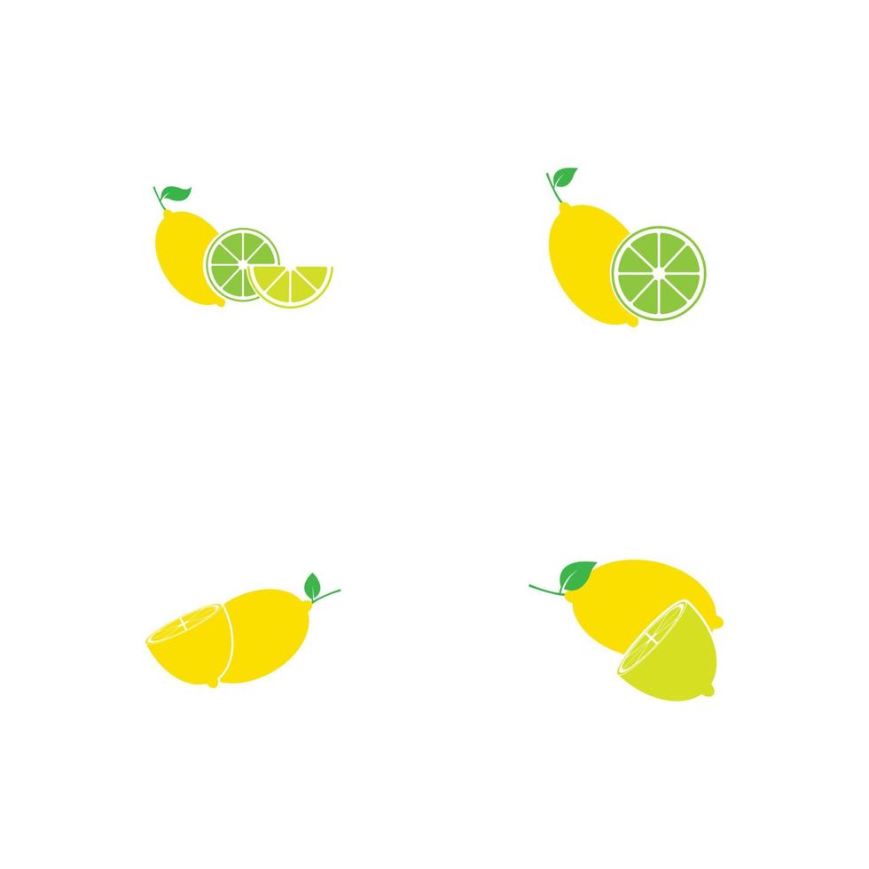 Fresh lemon fruits, collection of vector illustrations