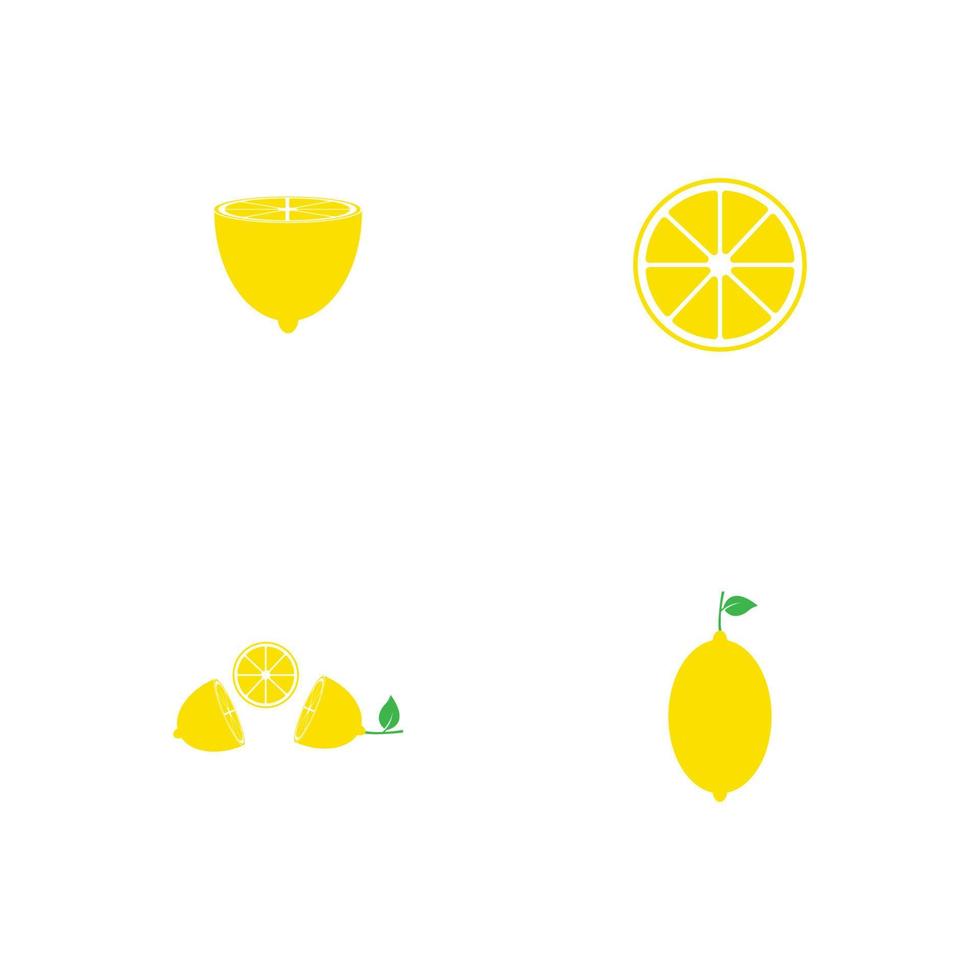 Fresh lemon fruits, collection of vector illustrations