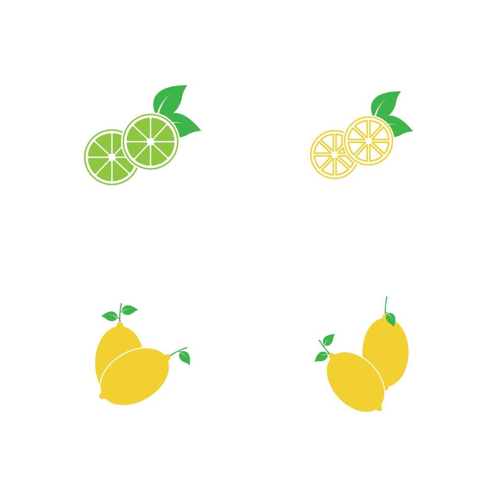 Fresh lemon fruits, collection of vector illustrations