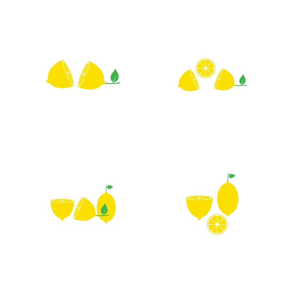 Fresh lemon fruits, collection of vector illustrations 4349504 Vector ...