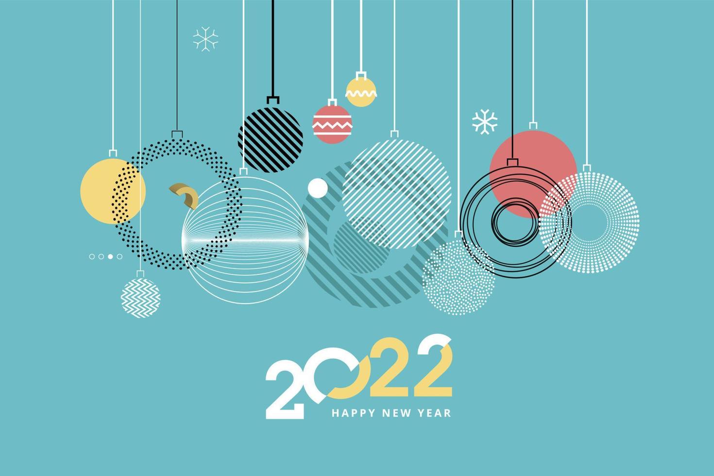 Happy New Year 2022. Vector illustration for greeting card, party invitation card, website banner, social media banner, background, cover design template, marketing material.