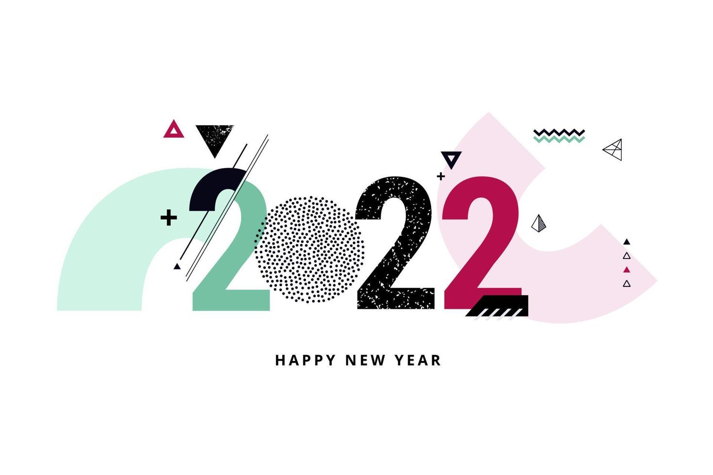 Happy New Year 2022. Vector illustration for greeting card, party invitation card, website banner, social media banner, background, cover design template, marketing material.