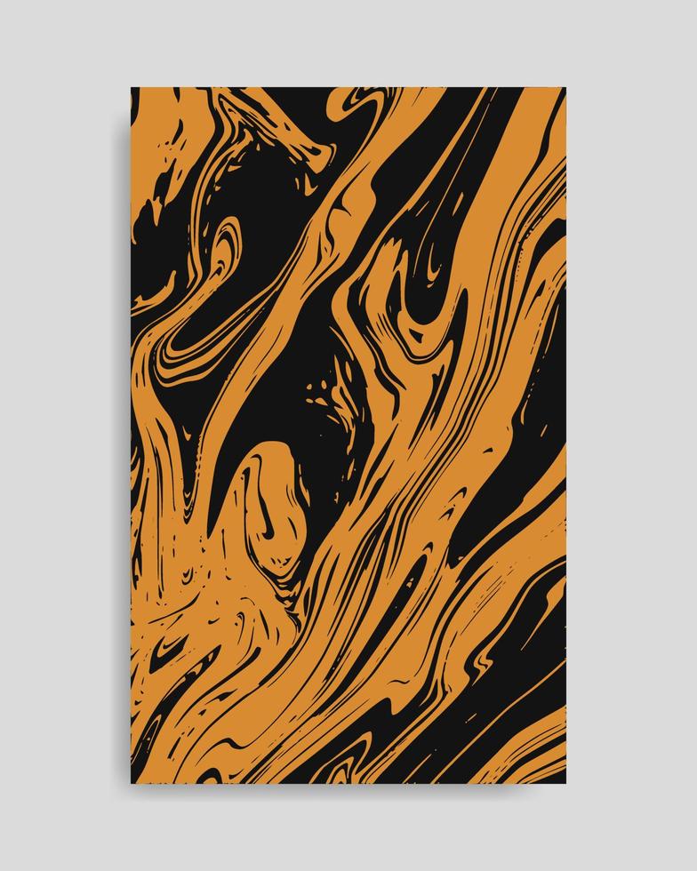 Fondo de mármol líquido naranja negro abstracto vector