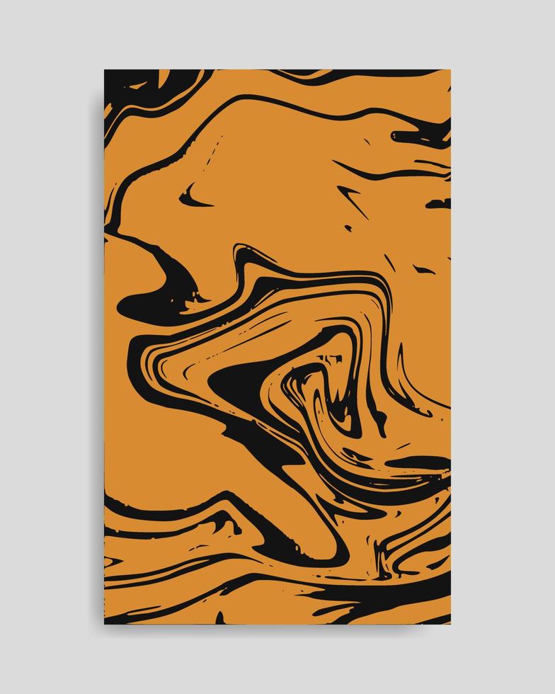 Fondo de mármol líquido naranja negro abstracto vector