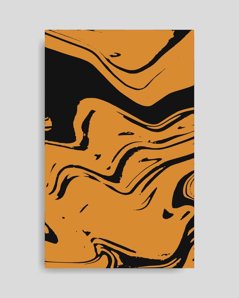 Fondo de mármol líquido naranja negro abstracto vector